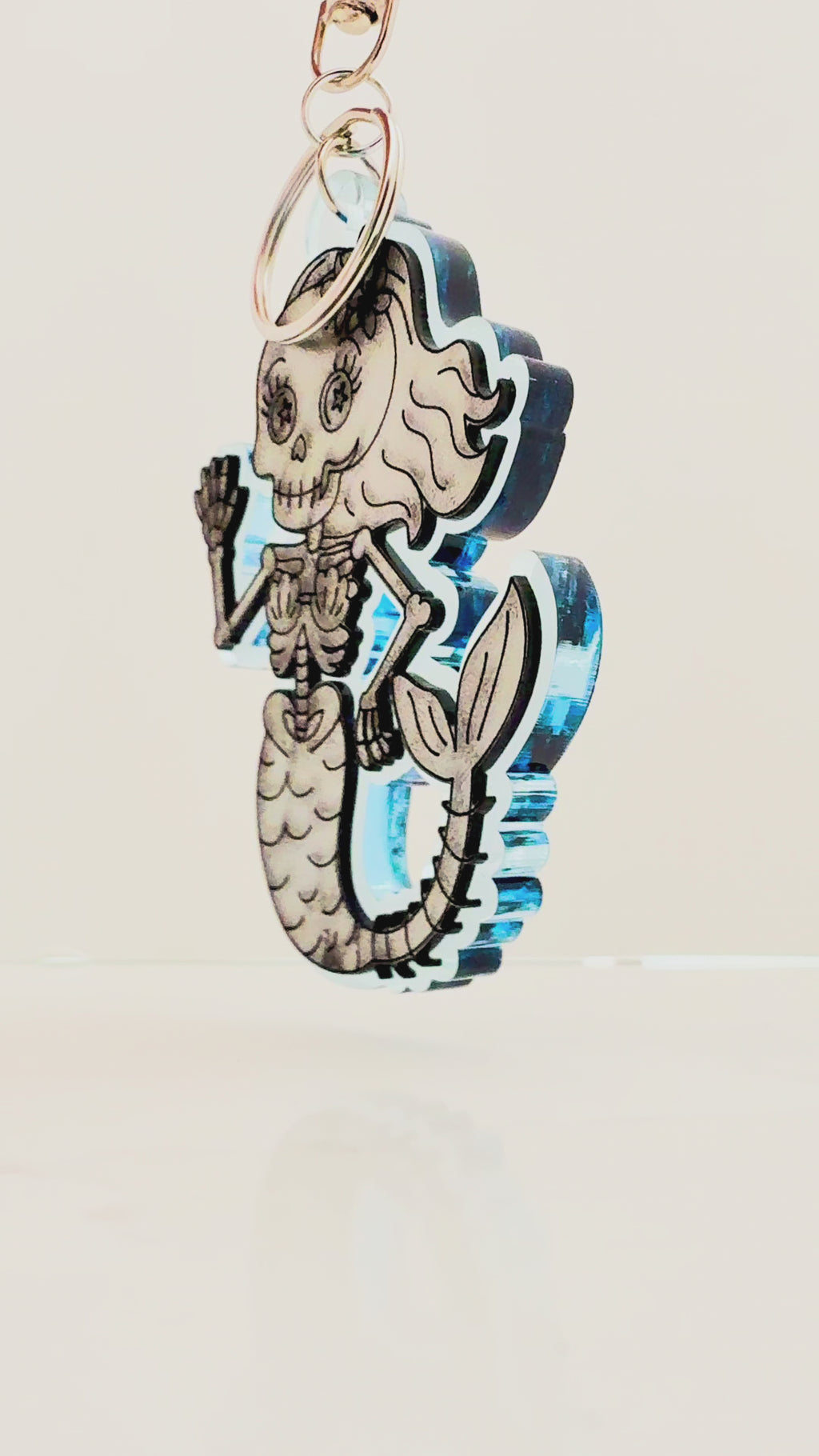 Skeleton Mermaid Keychain (or Bag Tag)